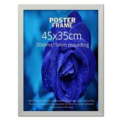 Image of Durable &amp; Classic Look Wall Mounting Posters Photo Frames Display Picture 45 x 35cm Silver Frame Perfect Hanging Portrait and Landscape