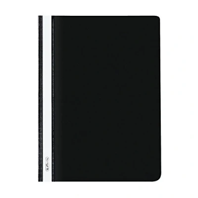 Image of Herlitz 976480 File Folders A4 PP with Transparent Front Cover, Pack of 10, Black