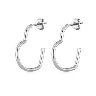 Image of Philip Jones Silver Plated Heart Hoop Earrings