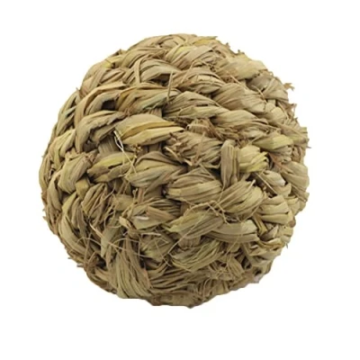 Image of Pet Chew Playing Toy Natural Grass Ball With Bell for Rabbit Hamster Dog Cat