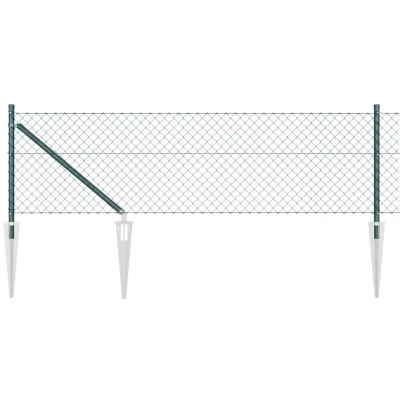 Image of vidaXL Chain Link Fence with 13 Spike Posts 0.4x25 m Galvanised Steel
