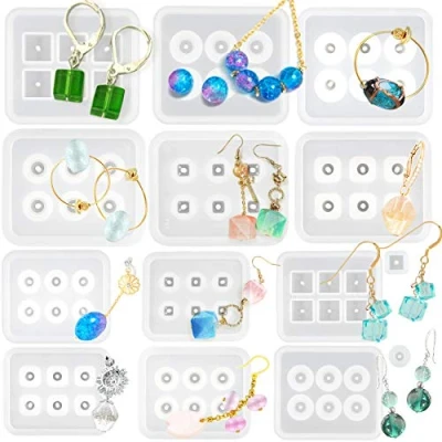 Image of Musykrafties Beads Resin Moulds with Hole for Gemstone Cabochon Jewelry Casting 14 Count