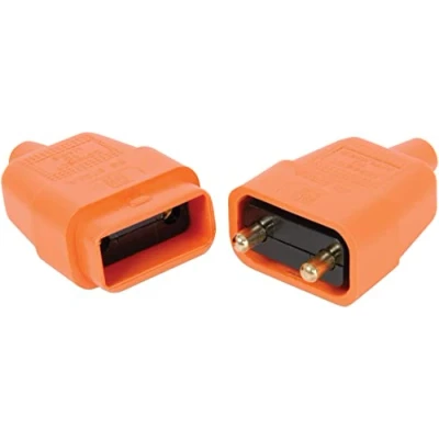 Image of 2 PIN ORANGE RUBBER CONNECTOR 5A IN LINE GARDEN LAWNMOWER 2PFC10