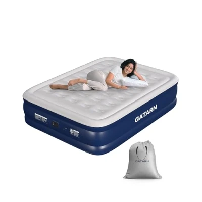 Image of Gatarn Air Bed King Size Double Queen Airbed, Inflatable Mattress with a Built in Electric Pump 203x152x46cm