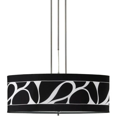 Image of Manhattan Linear Pendant 2 Light L1, SGU10, Polished Chrome, Frosted Glass With Black Patterned Shade