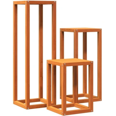 Image of vidaXL Plant Stands 3 pcs Wax Brown Solid Wood Pine