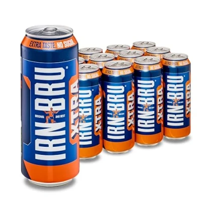 Image of IRN BRU XTRA, 12 Pack Zero No Sugar &amp; Low Calorie with XTRA Taste Fizzy Drink Multipack Cans x 500ml Big