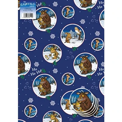 Image of Danilo Promotions Limited The Gruffalo Christmas Wrapping paper, 4 sheets/ Tags Wrap