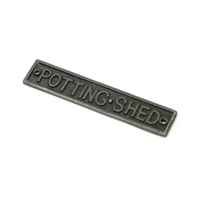 Image of Cast Iron POTTING SHED Antique Sign 162mm x 33mm