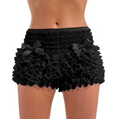 Image of Fun Shack Black Ruffle Shorts for Women, Womens Bloomers, Frilly Knickers Bloomers Women Fancy Dress One Size
