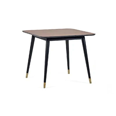 Image of Julian Bowen Findlay Square Dining Table Walnut &amp; Black, MDF and Beech Wood with Real Veneer, Height: 75, Width: 90, Depth: 90cm