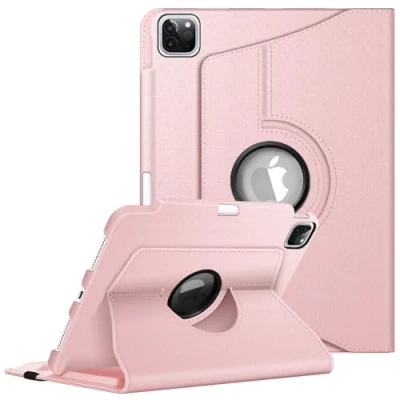 Image of FINTIE Rotating Case Compatible with iPad Pro 11 inch (2022/2021/2020/2018, 4th/3rd/2nd/1st Generation) 360 Degree Swiveling Stand Cover w/Pencil Holder, Auto Wake/Sleep, Rose Gold