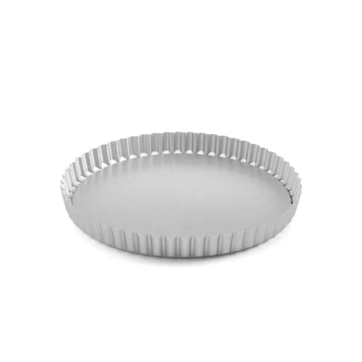 Image of Chabrias Ltd Professional Silver Aluminium Loose Base Fluted Flan Tin, Tart and Quiche Tin (10&quot;)