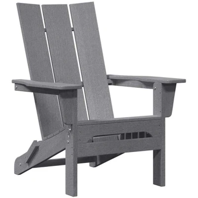 Image of vidaXL Folding Adirondack Chair Light Grey 74.5x80.5x90 cm HDPE