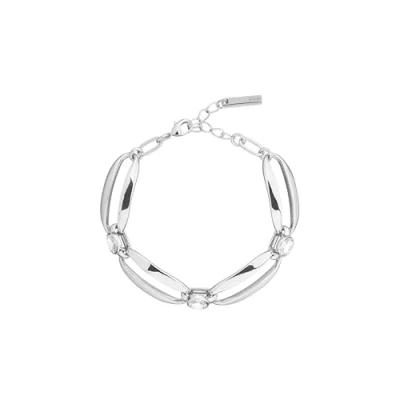 Image of Karen Millen Crystal Ellipse Bracelet For Women (Silver/Clear Crystal)