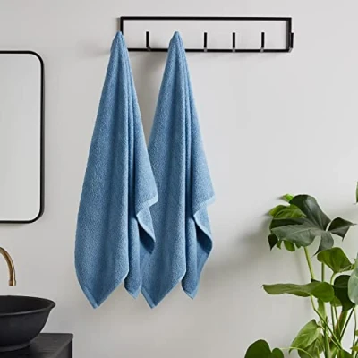 Image of Catherine Lansfield Quick Dry Cotton Bath Sheet Pair Blue