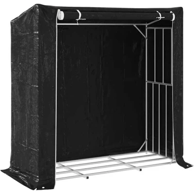Image of vidaXL Firewood Rack with Rain Cover 200x80x200 cm Galvanised Steel