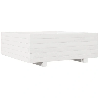Image of vidaXL Garden Planter White 70x70x26.5 cm Solid Wood Pine