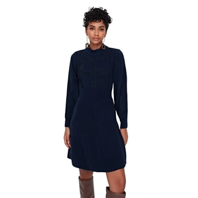 Image of Trendyol Women Mini A line Regular fit Knitwear Dress Navy Blue