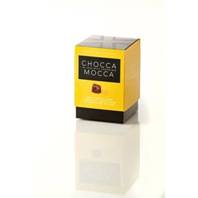 Image of Chocca Mocca Sumptuously Dark Chocolate Smothered Crystallised Ginger in Presentation Box Cube 100g, Deliciously indulgent Treat, Great Gift, Luxurious Quality Made Britain