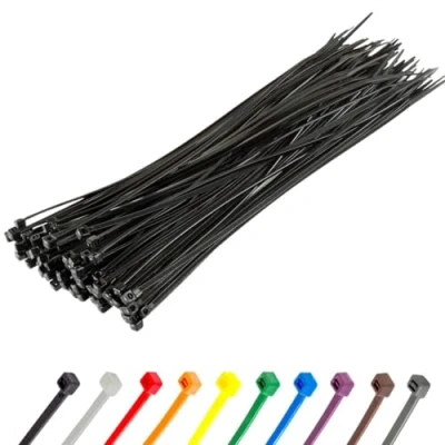 Image of Gocableties Black Cable Ties, 200mm x 2.5mm, Pack of 100, 8&quot; Premium Nylon Zip Multi Purpose Plastic Tie Wraps, Secure Self Locking Mechanism, for Home, Garden, Office and DIY