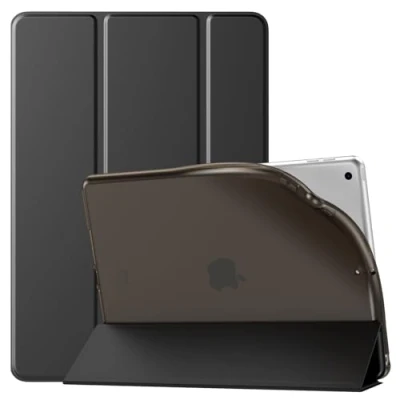 Image of TiMOVO for iPad 9th Generation 2021/iPad 8th 2020/iPad 7th 2019 Case, 10.2 Case with Soft TPU Translucent Frosted Back Cover, Slim Stand Protective Black