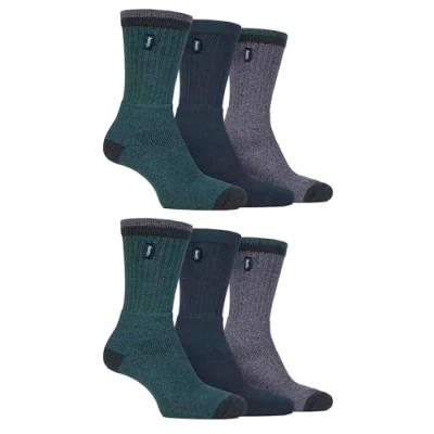 Image of Jeep Mens 6 Pack Walking Boot Socks Breathable Ribbed Design Leisure (6 11, Forest/Green)
