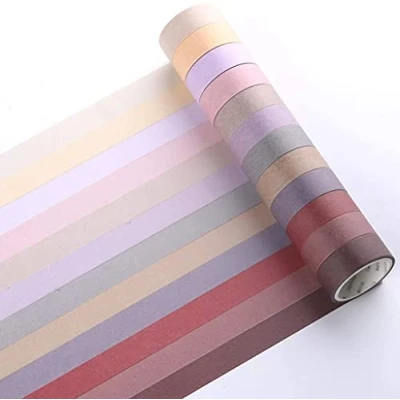 Image of YUBX Flaco Washi Tape Set 12 Roll Decorative Glitter Adhesive 15 mm Wide (Red Large)