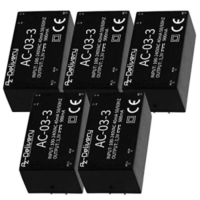 Image of AZDelivery 5 x 220V to 3.3V mini power supply compatible with Raspberry Pi