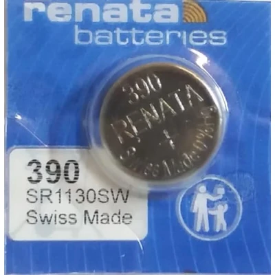 Image of Renata 390 SR1130SW SB AU Silver Oxide Watch Battery 1.55v Blister Packed