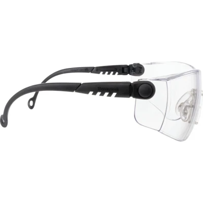 Image of Honeywell 1000016 Op Tema Safety Eyewear Frame with Clear Anti Scratch Polycarbonate Lens, Black Frame, Suitable for Construction/Automotive/Laboratory/Transportation (1 Piece)