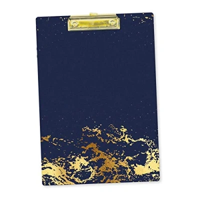 Image of A4 Opulent Starry Sky Hardback PVC Clipboard Navy Blue Gold