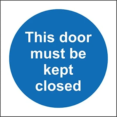 Image of This door must be kept closed Safety sign 1.2mm Rigid plastic 200mm x
