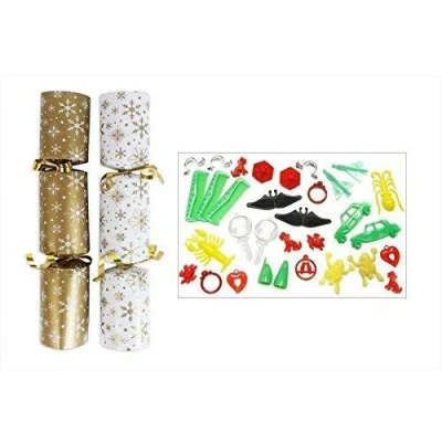Image of Toyland® Pack of 50 10&quot; Snowflake Christmas Crackers Great for Catering,Christmas Parties &amp; Events (Gold)