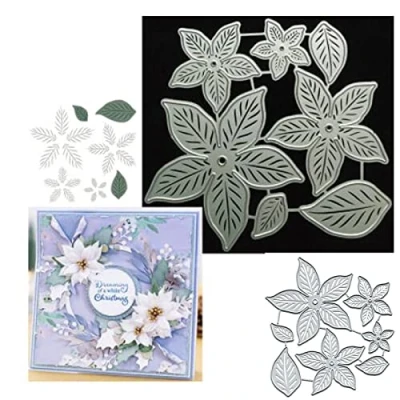 Image of Flower Splendid Poinsettia Metal Die Cuts,Wedding Snowflake Leaf Cutting Dies Cut Stencils for DIY Scrapbooking Album Decorative Embossing Paper Card Making