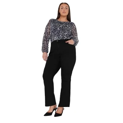 Image of EVANS Curve Fit Straight Leg Jeans Women&#039;s Plus Size Black