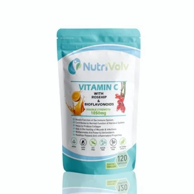 Image of Nutrivolv Vitamin C, Rosehip &amp; Bioflavonoids 1050mg Vegan Capsules Joint, Bone Cartilage Support Antioxidant for Inflammation Pain Relief Immune (120 Capsules)