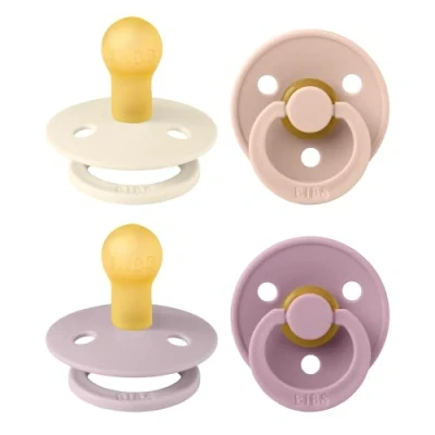 Image of BIBS 4 Pack Colour Soothers Baby girl Colours Size 1 Round Nipple
