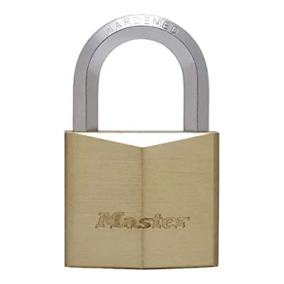 Image of Master Lock 1155EURD Key Padlock with Brass Body and Hexagonal Shackle, Gold, 8,2 x 5 2,6 cm