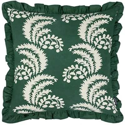 Image of Paoletti Montrose Feather Filled Cushion, Bottle Green, 50 x 50cm