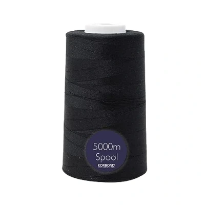 Image of Korbond Overlocking Sewing Thread 5000m Polyester Coated Black Sewing, Stitching and Quilting Overlocker