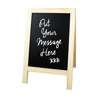 Image of Global Gizmos Retro Style Double Sided Mini Chalkboard Stand 19x30cm Including Chalk Memo Board, Black, 25 x 4 31 cm