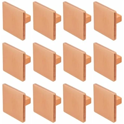 Image of Decoranddecor Calla Square Cabinet Knob Door Pull Handle Kitchen Cupboard Furniture Drawer (12 Pack, Matt Rose)