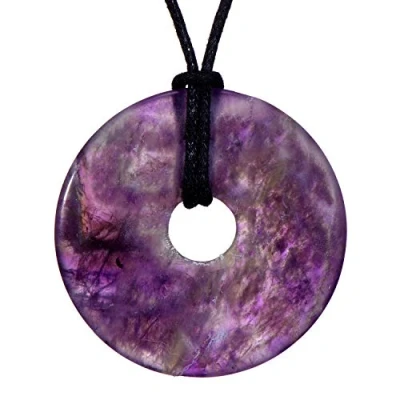 Image of Morella Women&#039;s Necklace 31.5 inch 80 cm Gemstone Donut gem Pendant Amethyst in a Velvet Bag