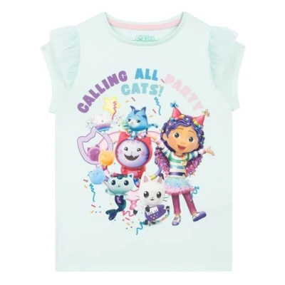 Image of DREAMWORKS Gabby’s Dollhouse Girls Tshirt Top with Frill Sleeves Gabby Clothes for Blue 6 7 Years