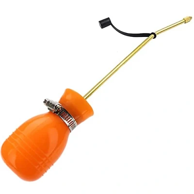 Image of SI FANG Powder Duster, Diatomaceous Earth Bulb Duster Applicator with Longer Copper Tube, Pest Control Sprayer Garden Puffer Termite Cockroach Wasp Bedbug Killer Dispenser (Orange)