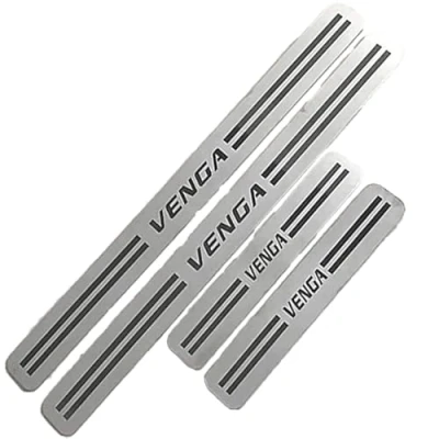 Image of 4 Pcs Car Outer Door Sill Protector Kick Plates for KIA Venga 2009 2018, Stainless Steel Scuff Pedal Guard Cover Threshold Trim Non Slip Anti Scratch Decoration Accessories