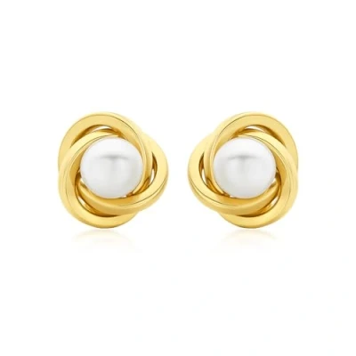 Image of Carissima Gold Women&#039;s 9 ct Yellow 7 mm Cultured Pearl Stud Earrings