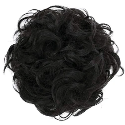 Image of CAISHA Large Hairpiece Scrunchy Instant Updo Curly Messy Bun Black Brown G21E