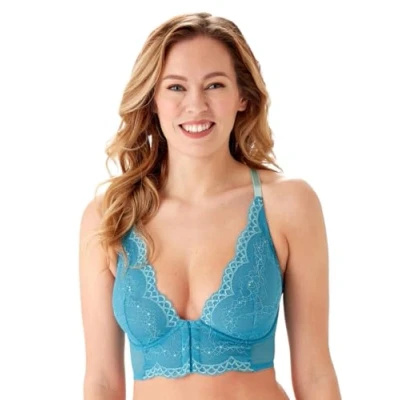 Image of Gossard Womens Superboost Lace Deep V Bralet Ocean Blue Polyamide Size 38C